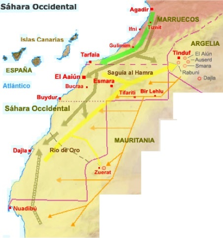 Mapa del Sáhara Occidental